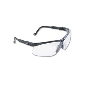 Genesis Wraparound Safety Glasses, Black Plastic Frame, Clear Lens