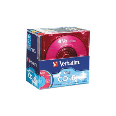 Pocket CD-R, 21min / 185MB, Branded Color Surface, 10 / PK Slim Case, Assorted