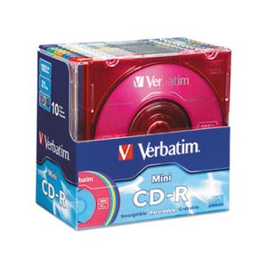 Pocket CD-R, 21min / 185MB, Branded Color Surface, 10 / PK Slim Case, Assorted