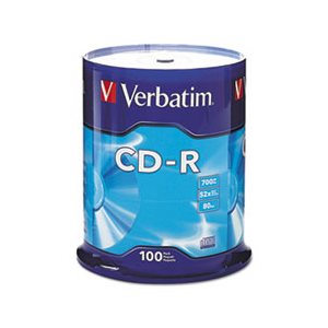 CD-R Discs, 700MB / 80min, 52x, Spindle, Silver, 100 / Pack