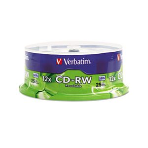 CD-RW Discs, 700MB / 80min, 4X / 12X, Spindle, 25 / Pk