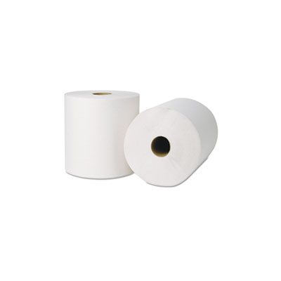 EcoSoft Hardwound Roll Towels, 800 ft x 8 in, Natural White, 6 Rolls / Carton