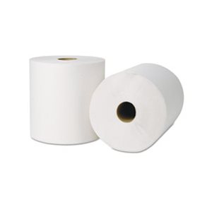 EcoSoft Hardwound Roll Towels, 800 ft x 8 in, Natural White, 6 Rolls / Carton