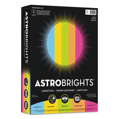 CARDSTOCK, ASTROBRIGHTS COLOR ASST, 8 1 / 2 X 11, 65LB, 250 SH