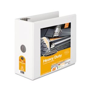 Heavy-Duty D-Ring View Binder w / Extra-Durable Hinge, 5" Cap, White