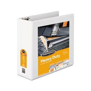 Heavy-Duty D-Ring View Binder w / Extra-Durable Hinge, 4" Cap, White