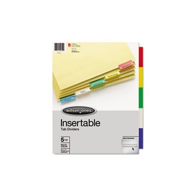 Single-Sided Reinforced Insertable Index, Multicolor 5-Tab, Letter, Buff