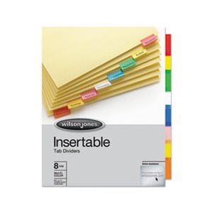 Single-Sided Reinforced Insertable Index, Multicolor 8-Tab, Letter, Buff