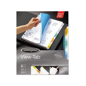 View-Tab Transparent Index Dividers, 5-Tab, Round, Letter, Assorted